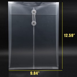 Zoohot Clear Plastic Envelopes Poly Envelopes Expandable File Document Folders with String Tie Closure, Letter A4 Size, 1-1/4 Inch Expansion, White, 10 Pack