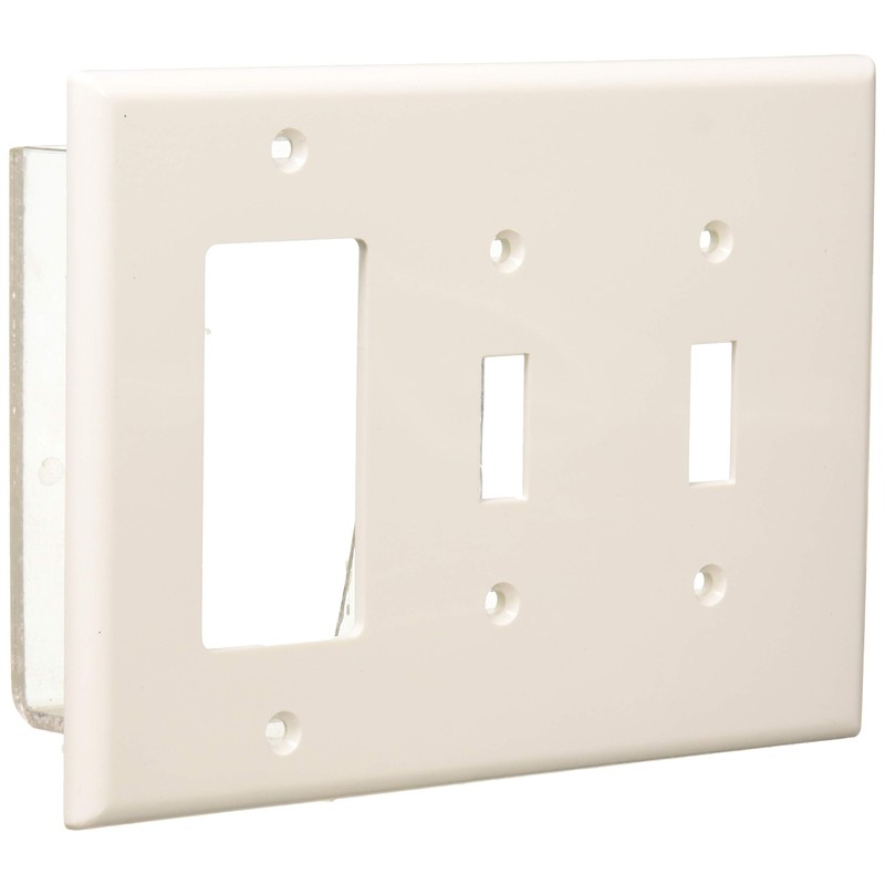 Leviton PJ226-W 3-Gang 2-Toggle 1-Decora/GFCI Combination Wallplate, Midway Size, White,