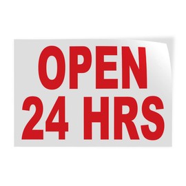 Decal Stickers Multiple Sizes Open 24 Hrs Red Industrial Vinyl Safety Sign Label Business 24x18Inches