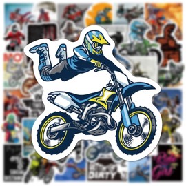 MiaoWu 50PCS Motocross Dirt-Bike Stickers,Dirt-Bike Decals Vinyl Waterproof Stickers for Water Bottle Laptop Luggage Helmet Skateboard Guitar Scrapbook Phone Gifts for Teens Girls Kids Adult