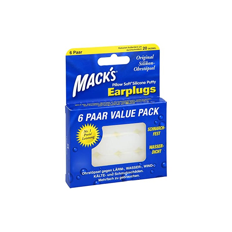 Mack's Earplugs 6 x 2 Pcs