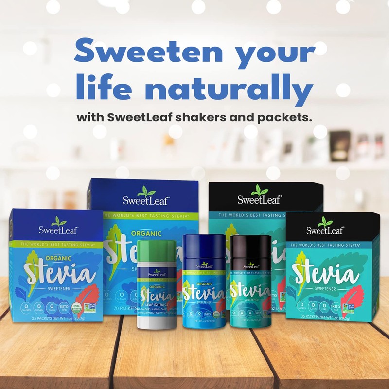 SweetLeaf Organic Stevia Packets - Zero Calorie Stevia Powder, No