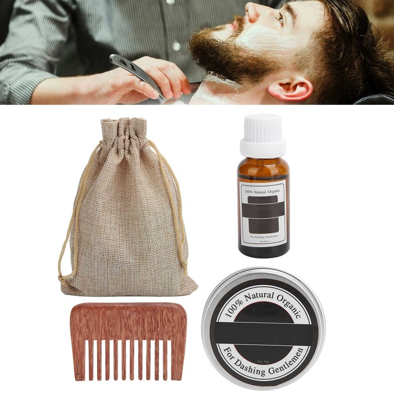 LANTHOME Men Beard Grooming Kit Mustache Beard Nourishing Styling Oil