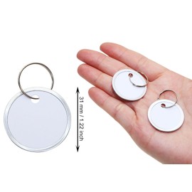 ONLYKXY 50pcs Blank Labeling Tags Round Name Brand Shipping Tags with Ring Metal Rim Price Tag for Pricing Gift Jewelry Clothing Yard Sale Garage Supplies Marking Label Hang Tag (White, 1.22inch)