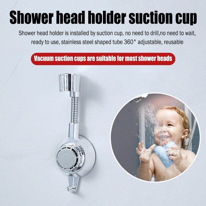 Shower Head Showerhead Holder Bracket Suction Cup Wall Mount Adjustable