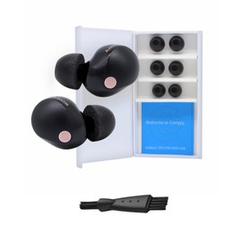 Comply Foam New TrueGrip Premium Memory Foam Ear Tips for All Sony TrueWireless Earbuds, Large, Black 3-Pairs - Small Stocking Stuffers, Noise Isolation with Cleaning Tool