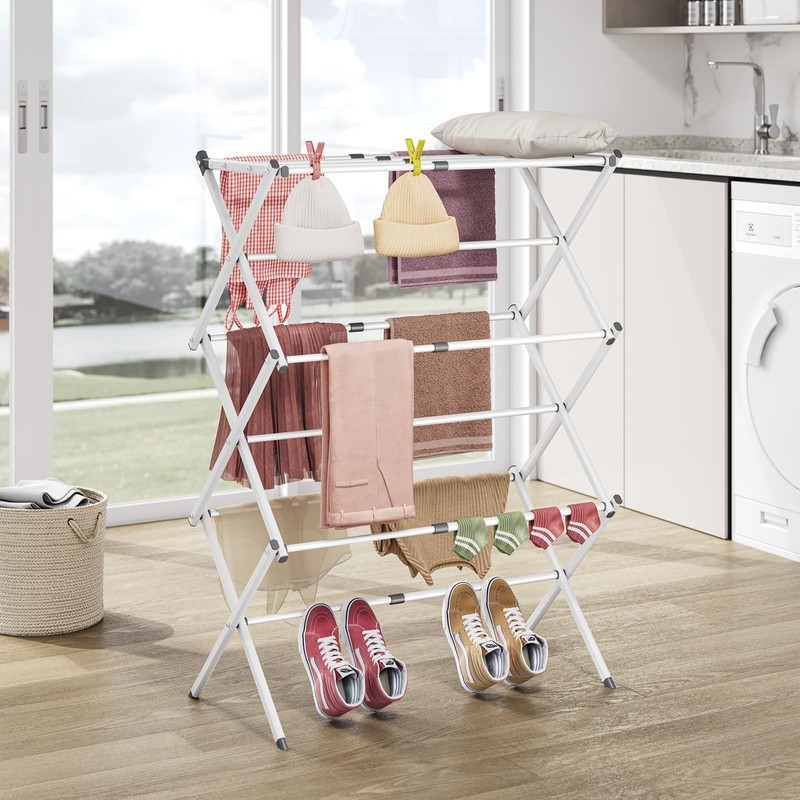 APEXCHASER Clothes Drying Rack Folding - 3 Tier Laundry Drying
