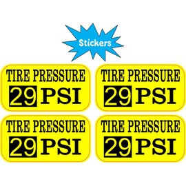 StickerTalk Tire Pressure 29 PSI Yellow Vinyl Sticker Sheet, 1 Sheet of 4 Stickers, 2 inches by 1 inch Each