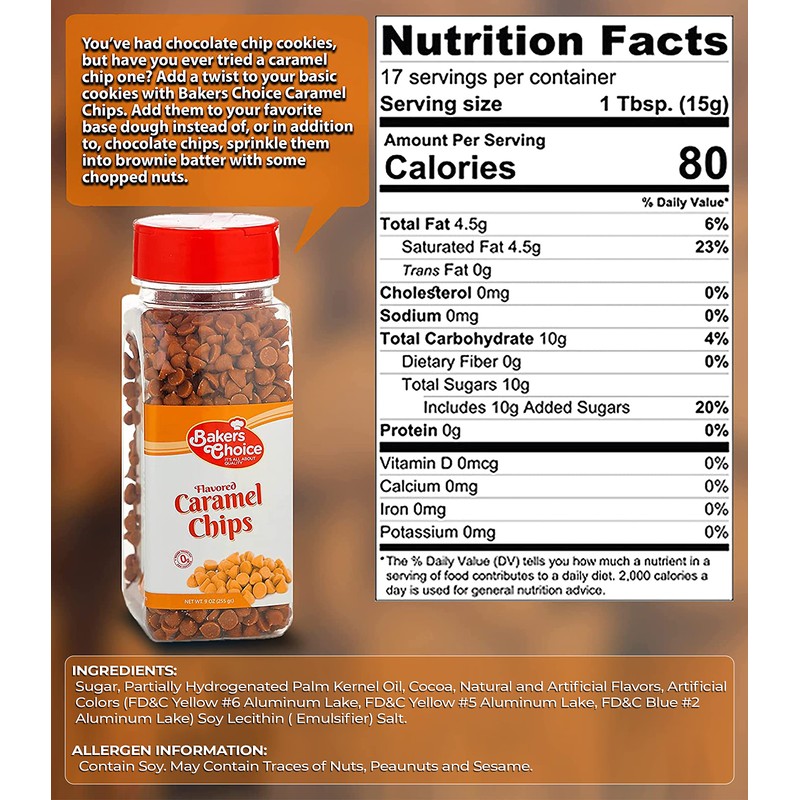 Caramel Flavored Chocolate Chips , Non Dairy, Kosher - 9