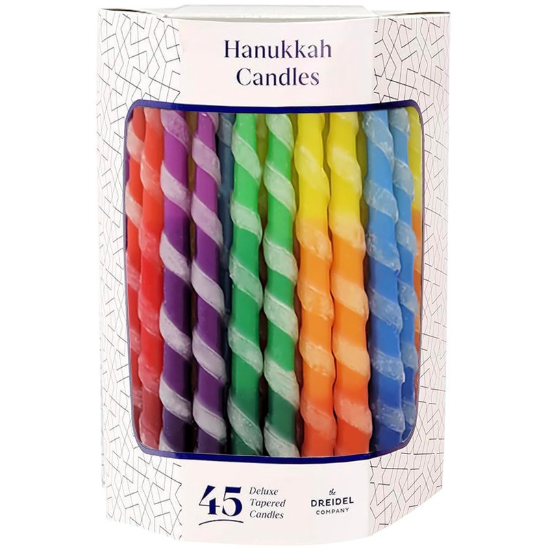 The Dreidel Company Deluxe Twisted Multi Colored Hanukkah Menorah Candles