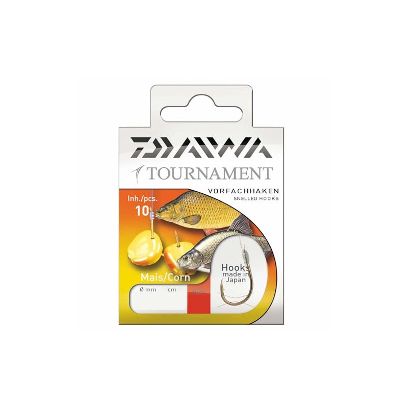 Daiwa Tournament Snelled Corn Hooks 60cm 10pcs., Size 4