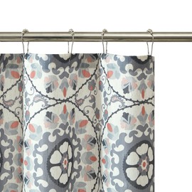 Pure Bath Contemporary Grey Medallion Printed 72"x72" Shower Curtain