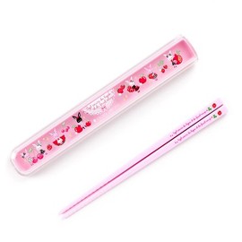 N5803110 Chopsticks & Chopsticks Case Set for Girls Kids Slides Non-Slip Dishwasher Safe 6.5 inches (16.5 cm) Rabbit Sweet Berry Garden (Pink) Colorful Candy Style