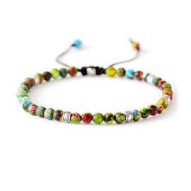 Generisch Women's Yoga Bracelet, 4 mm Gemstone Women's Bracelets Adjustable Natural Stone Bracelet Crystal Beads Bracelets for Women Girls, 17-29 cm, One size, glazing, No Gemstone