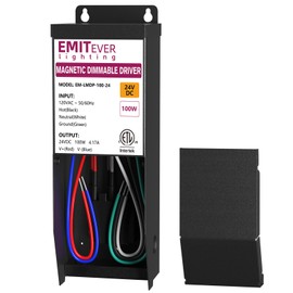 EMITEVER 100W Magnetic Dimmable LED Drvier, 24V Transformer Magnetic Power Supply 120VAC to 24VDC, Compatible with Lutron and Leviton Dimmer, for LED Strip Light,Kitchen,Cabinet,ETL Listed