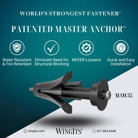 WingIts RC-MAW35-2 Master Anchor for Drywall Size, Stainless Steel, 2 Units Per Pack, Blacks