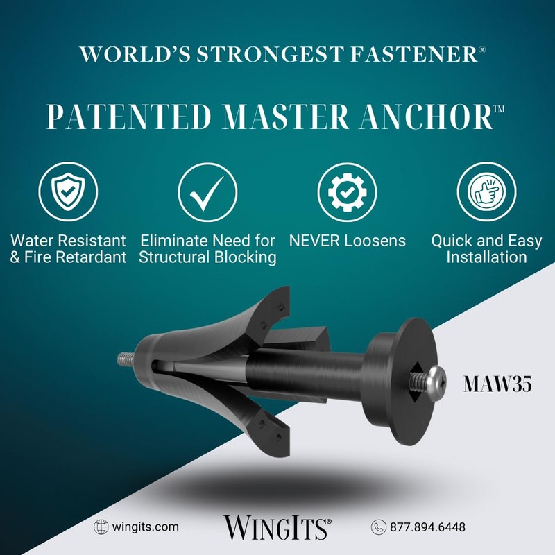 WingIts RC-MAW35-2 Master Anchor for Drywall Size, Stainless Steel, 2