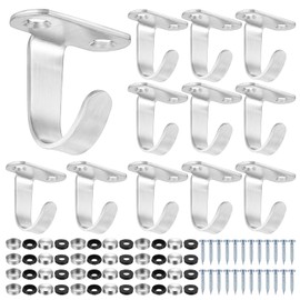 JJWUYUE Pack of 12 Ceiling Hooks, Coat Hooks, Wall Mounted, Towel Holder, Stainless Steel, Key Hooks, Coat Hooks, Wall Hooks for Hanging, for Bathroom, Kitchen, Wardrobe, Garage