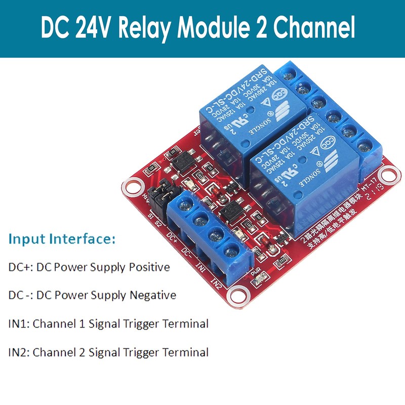 AEDIKO 4pcs Relay Module 24V Relay Board 2 Channel with