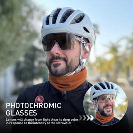 SCVCN S327 Bicycle Glasses, Self-tinting Men Women MTB Glasses Photochromic Road Bike Sunglasses Clear Sports Glasses Cycling