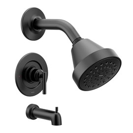 Moen Gibson Pressure Balancing Eco-Performance Showerhead, Shower Handle, and Tub Spout, Posi-Temp Valve Required, Matte Black, T2903EPBL