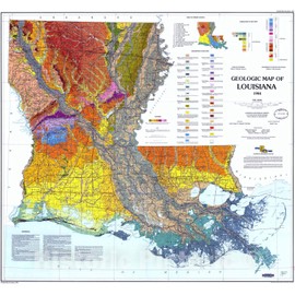 Historic Pictoric Map : Geologic map of Louisiana, 1984 Cartography Wall Art : 16in x 16in