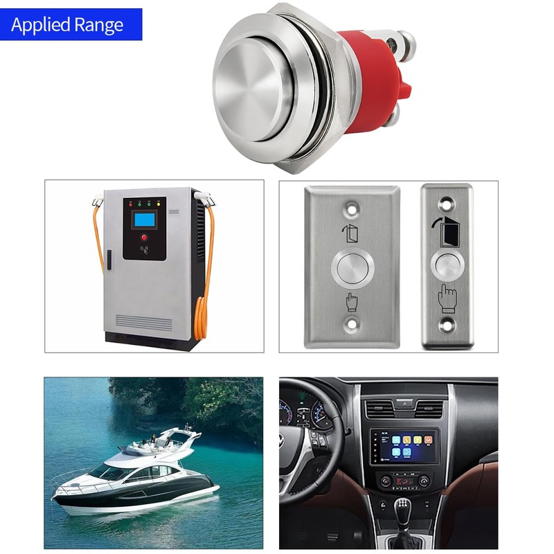 19mm Momentary Push Button Switch Waterproof IP68 5A Stainless Steel