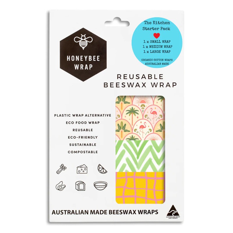 Honeybee Beeswax Food Wraps - Set Of 3 (S, M,