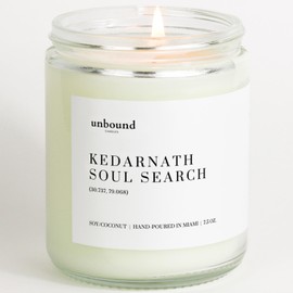 Unbound Candles Kedarnath Soul Search Scented Candle | 7.5oz Coconut Soy Candle | Handmade in USA | 50 Hour Burn Time | Spa Candle | Travel Based Candle