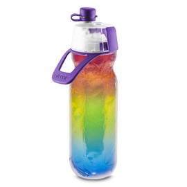O2COOL Mist 'N Sip Misting Water Bottle 2-in-1 Mist And Sip Function With No Leak Pull Top Spout Reusable Sports Water Bottle - 20 oz (Pride)