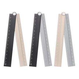 HARFINGTON 3pcs Folding Straight Ruler 30cm Metric Aluminum Alloy Protractor Foldable Angle Ruler Geometric Measuring Tool with Angle Line for Architects, Black Gold/Black Silver/Gold Silver