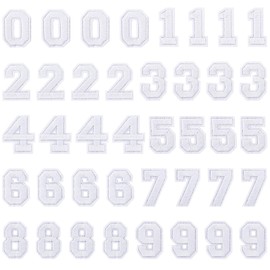 40 Pcs White Iron on Numbers White Number Patches 0-9 patch Iron on Numbers for jersey Sew on Embroidered Applique Patches for Fabric Clothing Shirts Baseball Football Jeans Hat Socks, DIY Accessories
