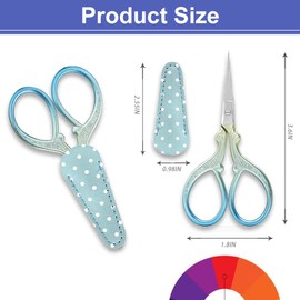 Embroidery Scissors Small, Thread Scissors Small Craft Scissors Stainless Steel Sewing Scissors Fabric Scissors Sharp Scissors Fabric Scissors Small with PU Protective Case (Pack of 1)