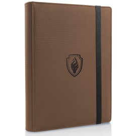 Premium Card Binder with 9 Pockets, Sturdy Fabmaker Trading Card Albums for 360 Cards, Brown PU Cover Album Holders for YuGiOh, MTG, TCG, Sports Cards