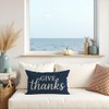 Decorative Throw Pillow Cover 12x20 Inch Give Thanks, Navy Blue