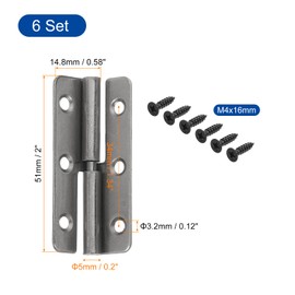 sourcing map 6Pcs Lift Off Hinge, 2" Detachable Lift Off Hinges Left Handed Slip Joint Flag Hinges Rising Butt Door Hinges, Black