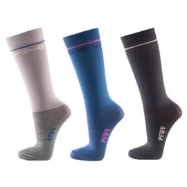 PFIFF 102889 Summer Riding Socks Knee Socks Reinforced Foot Section 3 Pairs Size 29-42, Blue pink