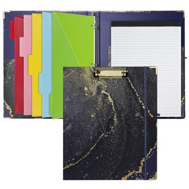 Hiwhy 3 Ring Binder with Clipboard, 1 Inch Letter Size, Cute Clipboards Binder with Refillable Notepad, 5 Extra Folders, Nursing School Office Supplies