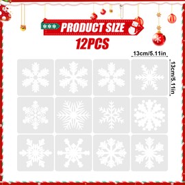 12 Pcs Christmas Snowflake Stencil Template Plastic Stencil for Painting Drawing DIY Window Wall Craft Card Making Scrapbooking Stamp