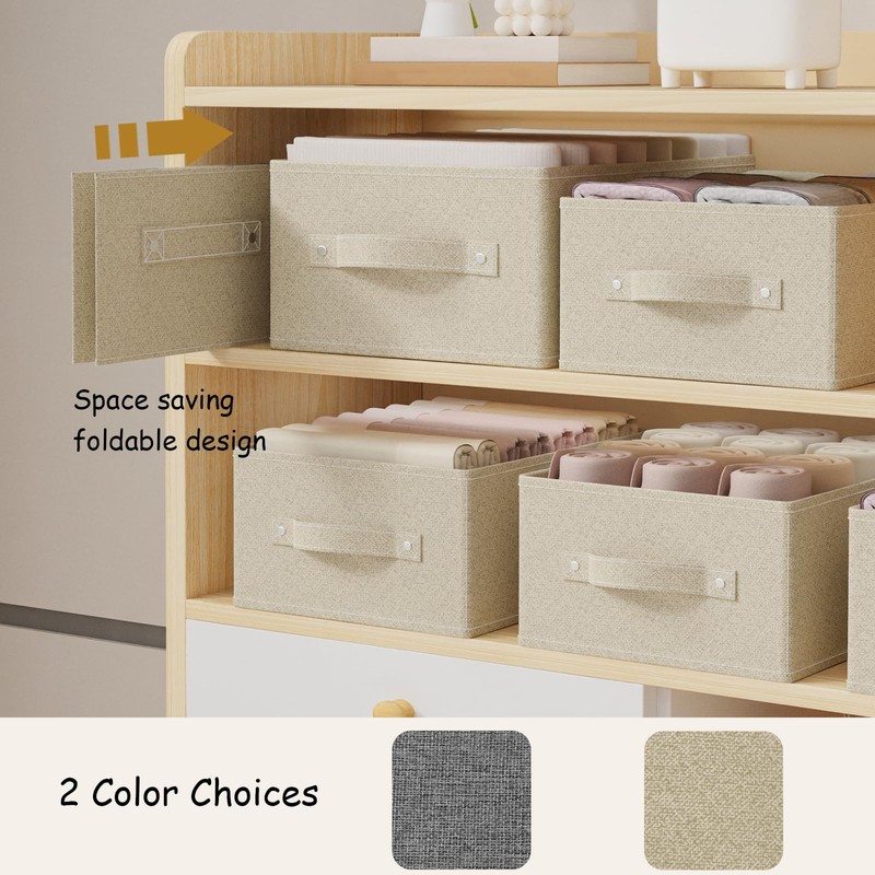 ENUMAIL Collapsible Fabric Storage Boxes,Linen Fabric Cube Organizer Baskets,Storage Bins