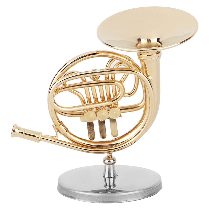 Miniature French Horn Delicated Golden Mini Instrument Ornament Decoration for