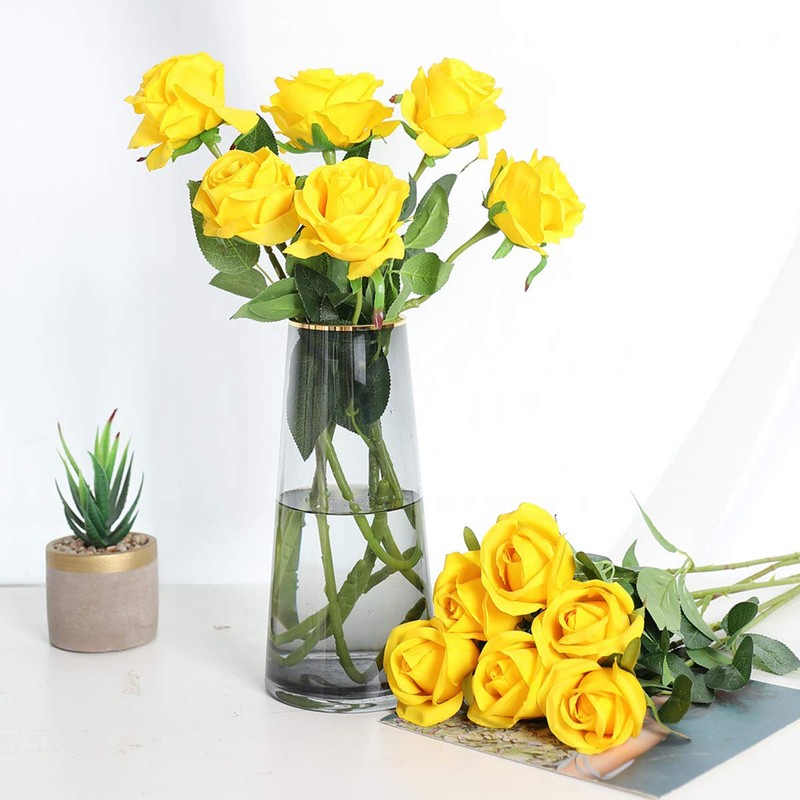 Hawesome 12PCS Artificial Silk Flowers Realistic Roses Bouquet Long Stem