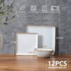 E-far Square Plates and Bowls Sets, 12-Piece Stoneware Dinnerware Sets
