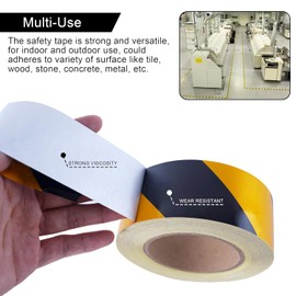JEMESI Reflective Hazard Tape, Safety Warning Tape, Black and Yellow, Floor Marking Tape, Signal Tape for Demarcating Safety Areas, Dimensions: 45.7 m Length x 5 cm Width