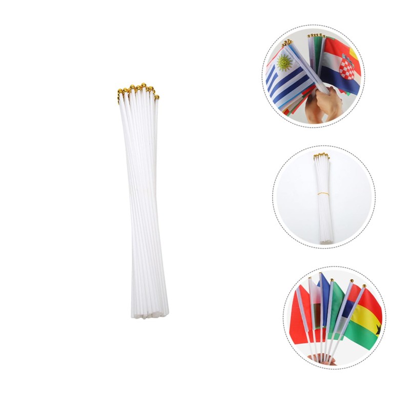 KONTONTY DIY Flagpole 100pcs Plastic Flag Sticks Handheld Flagpoles for