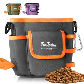 FurtasticFinds Dog Treat Pouch with Quick-Release Magnetic Closure, 4.5 Cup Capacity and 3-Way Wear Treat Bags, 900D Waterproof Fabric, 4 Storage Spaces, Fanny Bag for Dog Training & Walking (Grey)