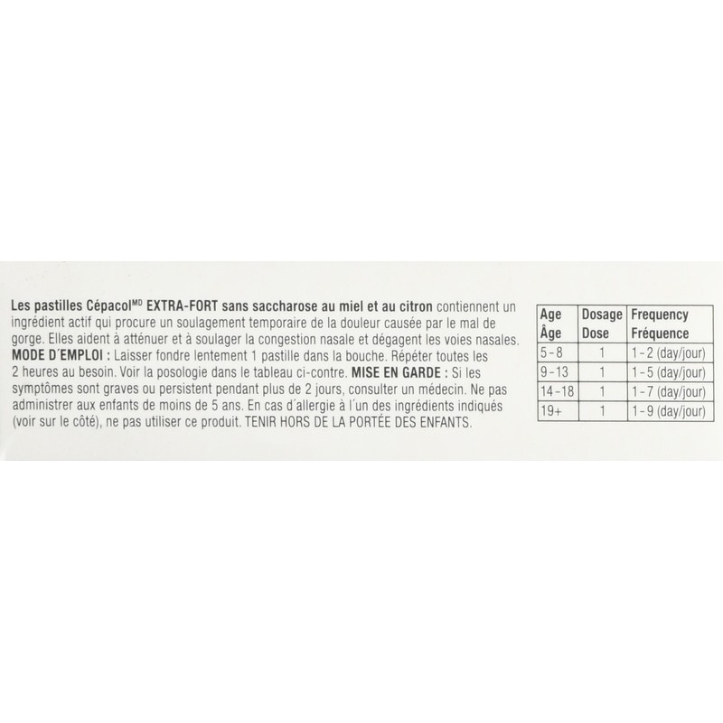 Cēpacol Extra Strength, Sucrose Free, Honey Lemon, Sore Throat lozenges,