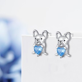 French Bulldog Earrings 925 Sterling Silver Bulldog Stud Earrings for Women Cute Dog Jewelry Gifts for Pet Lover