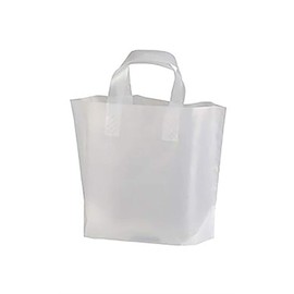 Recycled Clear Frosted Plastic Shopping Bags - (12" x 10" x 4") Case of 250