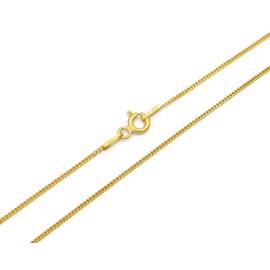 Kauf-mich-weg Curb Chain 925 Sterling Silver Gold-Plated 1.0 mm Wide Choice of Length 36 40 45 50 55 60 cm Silver Chain Gold Necklace Chain Women Men, Silver